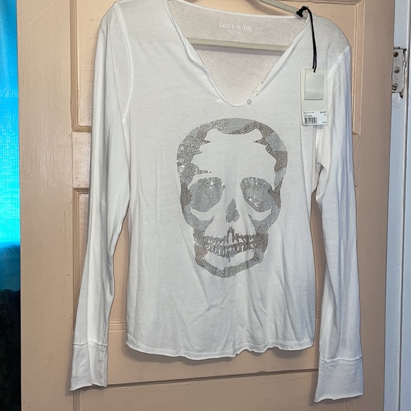 Zadig & Voltaire Skull Print Top Size Medium NWT - Picture 8 of 8